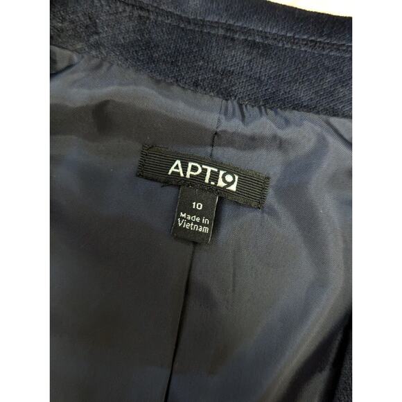 Apt 9 Womens Velvet Blazer Dark Navy Size 10 Front Button Stretch Career Lined - Picture 8 of 10